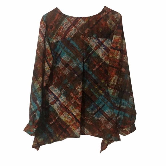 Notations Autumn Colored Shark Bite Hem Blouse - Picture 3 of 13